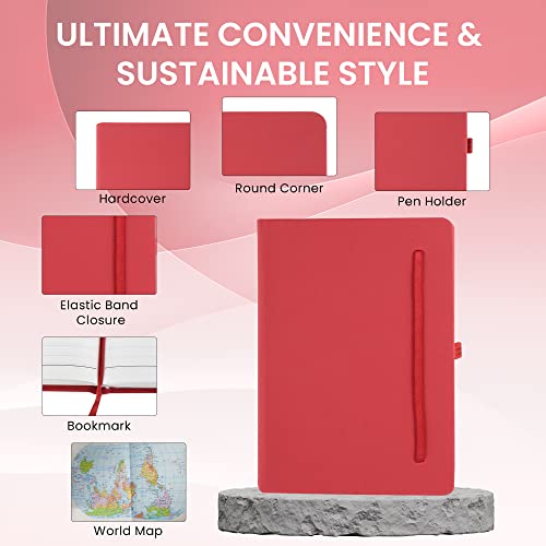 Image of Classic Journal with Faux Leather Cover for Writing, Planning, Travel, Office Use, 80gsm A5 Paper size, Magnetic Lock & Pen Loop Journal, Hard cover binding, College Ruled Notebook, Color - Red (176 Pages)