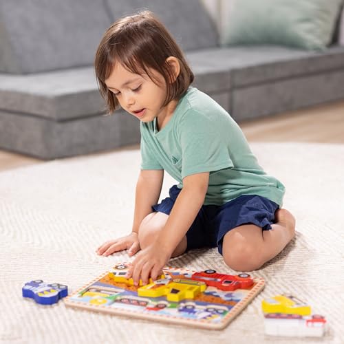Image of Melissa & Doug Construction Vehicles Wooden Chunky Puzzle (6 pcs) - FSC Certified (Pack of 12)