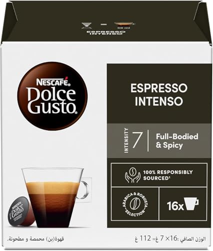 Image of Nescafe Dolce Gusto Espresso Intenso Coffee Capsules, Intensity 7, Full-Bodied & Spicy, 16 Capsules, Make Your Everyday Special, (Product Of UK) From DECADENT