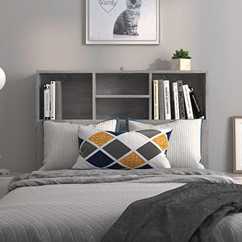 Susany Headboard With Built in Cabinets Bedroom Display Shelf Bookcase Bedroom Storage Cabinet Wooden Storage Backboard Bed Accessory High Gloss White 120x18.5x104.5 cm