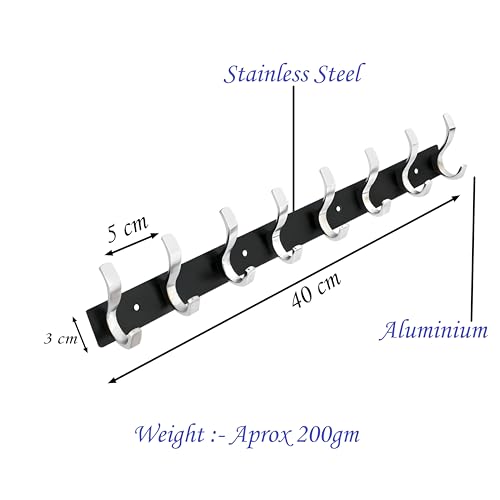 Image of Heavy Duty S Type Stainless Steel Cloth Hanger Suitable for Bathroom Bedroom Kitchen Wall Hook Rail Hanging Scarf Coat Keys Tie Towel Door Robe (Pack of 4, 8 Pin Multi)