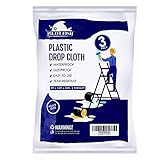 PILOT FISH 2 Mil Plastic Drop Cloth for Painting, Plastic Sheeting 3 Pack 9x12 Feet Waterproof Drop