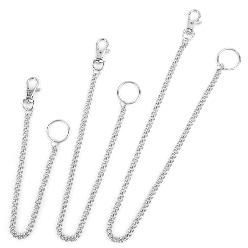 Wallet Chains for Men, 3 PCS 12 16 20 Inch Pocket Keychain with Lobster Clasps Key Ring for Keys Wallet Jeans Pants Belt Loop Purse Handbag Chatelaine Key Leash Clip Holder Birthday Gift for Him