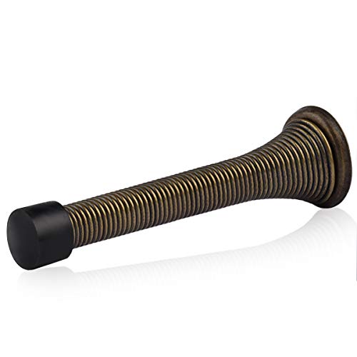 Image of HOMOTEK 30 Pack Spring Door Stopper with Rubber Bumper 3-1 /8 inch Flexible Spring Heavy Duty Wall Door Stop Low Mounted Door Bumper for Home (Antique Brass)