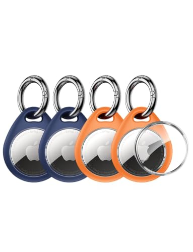 Image of UNBREAKcable AirTag Holder for Apple - 4 Pack Air Tag Case [Fit Tightly Design] [Easy to Install] [Hold Securely] Waterproof TPU Protective Cover with Metal Keychain for Kids,Pet,Luggage,Backpack,Keys