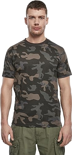 Brandit Individual Wear Men's Essential Durable Cotton Lightweight Breathable Crew Neck Short Sleeve Casual Outdoor T-Shirt, Dark Camo, XXL
