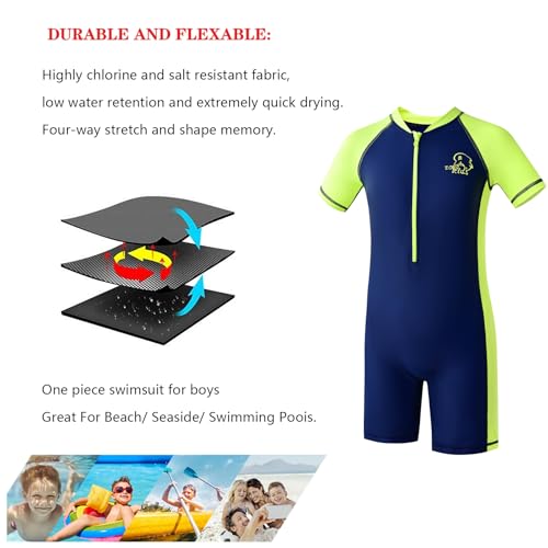 Image of karrack Girls and Boys One Piece Rash Guard Swimsuit Kid Water Sport Short Swimsuit UPF 50+ Sun Protection Bathing Suits