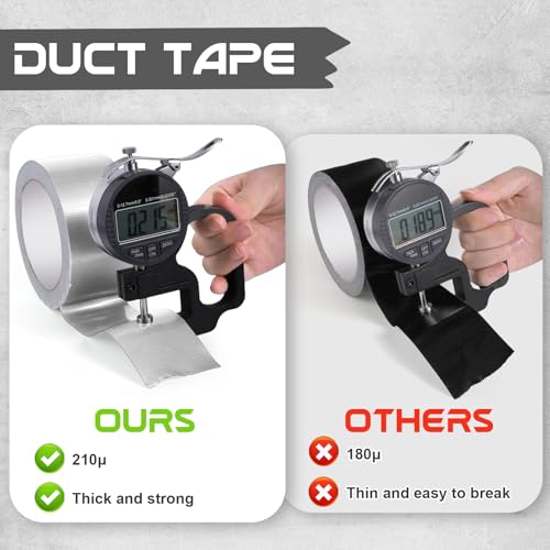 Fyguard 3 Rolls Duct Tape, 48mm X 54m Gaffer Tape 210μ Strength Gaffa Tape Waterproof Tape Weatherproof for Repairing Fastening Bundling Reinforcing Sealing, Silver, 18m/Roll