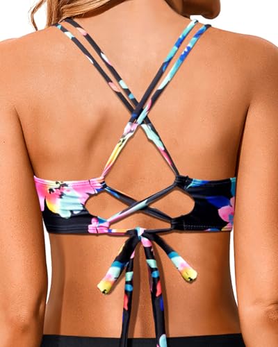Image of Holipick Twist Front Bikini Tops for Women - Push Up Bathing Suit Top Padded Swimsuit Top