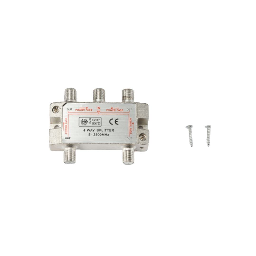 D2 Diffusion Verteiler TV/Sat 4 Ausgänge F-Stecker geschirmt Metall