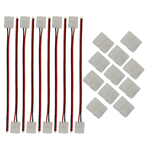 CESFONJER 20 pezzi di kit di connettori per strisce LED includono 2 pin da 8 mm di larghezza per LED senza saldatura, connettore per strisce LED a 2 pin per SMD2835, strisce LED RGB 3528