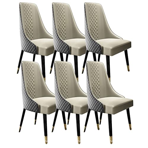 LGESR Chaise de Salle à Manger Moderne Pieds en Bois Chaises de Salle à Manger Ensemble de 6, Cuir Cuisine Salon Salon Comptoir Chaises Coiffeuse Chaise (Couleur : Gris) Cover