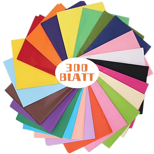 300 Blatt Transparentpapier Bunt, 30 Farben Seidenpapier A4 Tissue Paper...