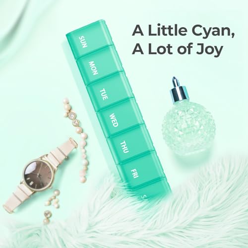 Image of AUVON Weekly Pill Organizer with Effortless Opening Design, Arthritis Friendly Pill Box, BPA-Free Pill Organizer 7 Day, Cute & Portable Pill Case for Vitamins, Supplements and Medications