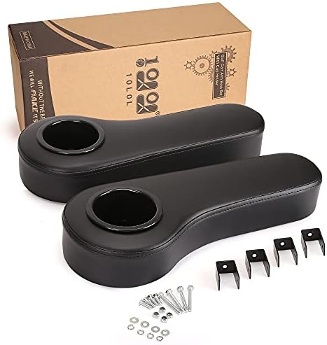 10L0L Golf Cart Rear Seat Kit Arm Rest Set with Cup Holder for Club Car EzGo Yamaha Drilling Required or Drilling No Required Kits Include