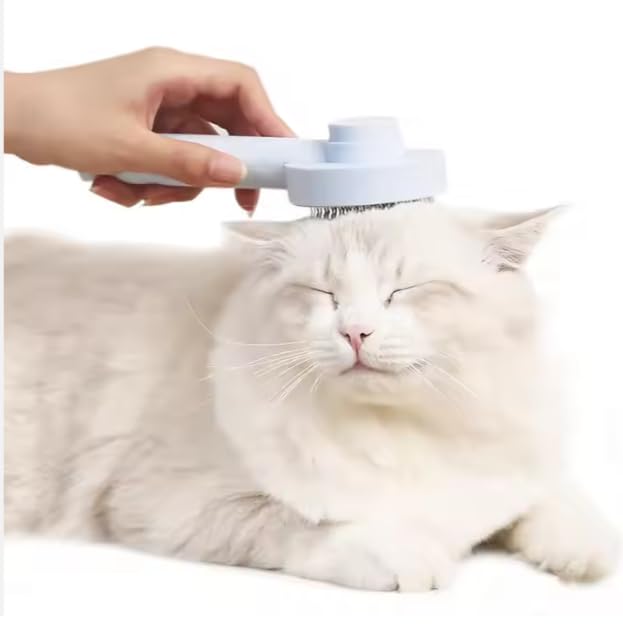 Cepillo Autolimpiable para todo tipo de Mascotas - Desenreda y Cuida con Púas Suaves, Mango Ergonómico y Fácil Mantenimiento - Ideal para Perros y Gatos de Todos los Tamaños y Pelajes (azul)