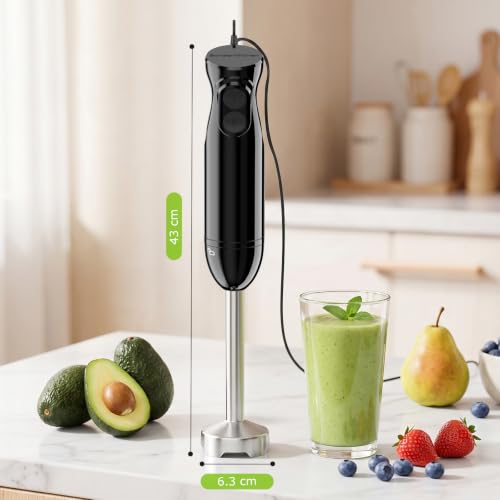 Batidora de mano Bonsenkitchen en acero inoxidable con motor de alta potencia 8