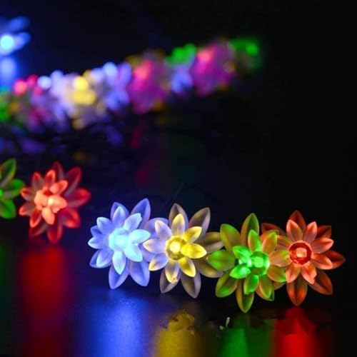 Image of Xenith 14 LED Double Silicone Lotus Flower Fairy String Decorative Lights for Diwali Christmas Tree Home Bedroom Window Wall Garden Lighting Navratri Ganpati Decoration (Multicolor, 3.5 Meter)