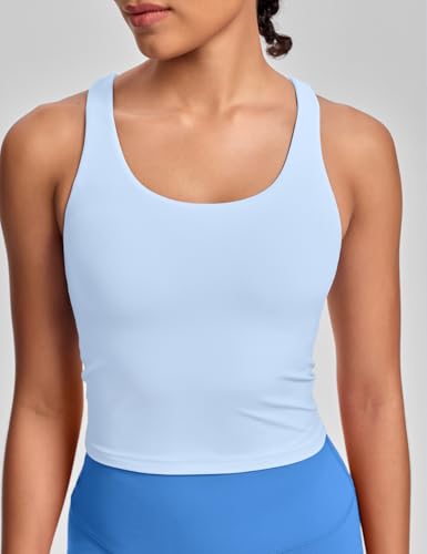 Image of HeyNuts Longline Zeal Bras Medium Impact Wirefree Sports Bras Workout Crop Tank Tops with Removable Pads, A-D Cups