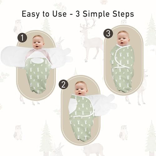 Image of GLLQUEN BABY Swaddles for Newborns 0-3 Months, Adjustable & Easy Fastener | 3-Pack, Organic Cotton Swaddle, Womb-Like Nursery Swaddling Blanket reduces startle reflex, soft and skin-friendly fabric