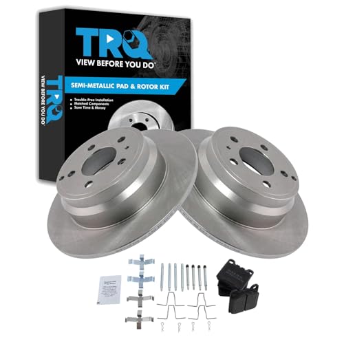 Image of TRQ Rear Brake Pad and Rotor Set Semi Metallic Compatible with 1994-1997 Volvo 850 1998-2004 C70 1998-2000 S70 1998-2000 V70