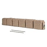 Beuta Sandstone Landscape Edging for Lawn & Garden – Landscaping Border for Mulch Flower Bed or Playground, Easy No Dig Installation and Connections, Heavy Duty Composite Resin Flex Wall Stone - 4Pk