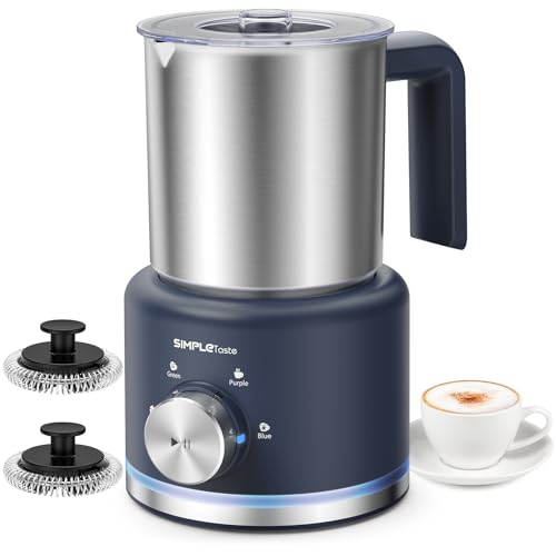 SIMPLETASTE Espumador de Leche Eléctrico 4 en 1, Jarra Desmontable, 500 ml Espumador Automático de Alta Capacidad para Leche Caliente y Fría, Café, Latte, Macchiato, Capuchino y Chocolate Caliente