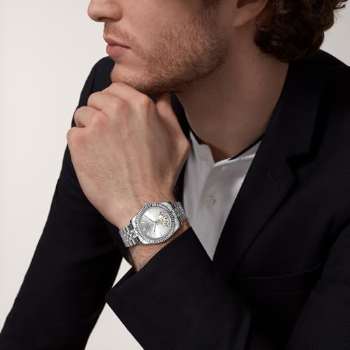 Image of BUREI Men's Classic Luxury Watch Stainless Steel Waterproof Machine Watch Fashion Double Watches Date Sapphire Crystal