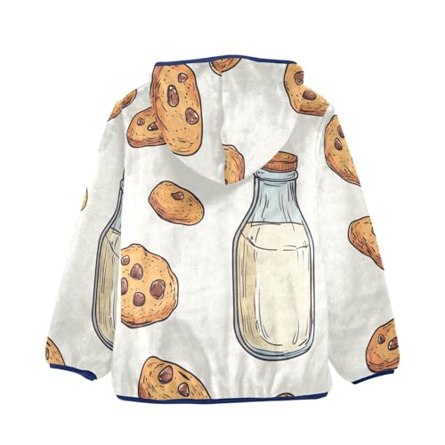 Chocolate Chip Cookies and Bottle Of Milk Girls Fleece Jacket Girls Fall Jacket Girls Zip Up Hoodie Girls Sherpa Jacket 2-10T2