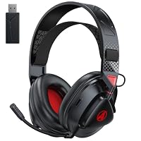 Awinnasey PH3 Kabelloses Gaming Headset für PS5, PS4, PC,Bluetooth-Kopfhörer mit 50 Stunden Akku, Gaming-Headset mit Mikrofon mit Geräuschunterdrückung,RGB Licht,Hellrot – Ansicht 1