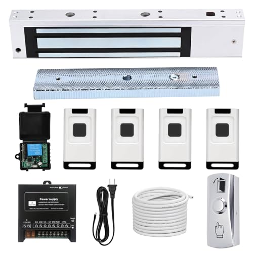 280KG Magnetic Lock Access Control Kit with 433MHz Remote Control 600lbs Electromagnetic Door Lock System Easy Install Door Access Security Kit
