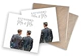 WBdesignz 2er-Set Queer Hochzeitskarten mit Umschlägen - Mr & Mr zur Hochzeitsfeier Glückwunschkarten zur Trauung für Männer Brautpaar Liebe Hochzeitskarte LGBTQ+ 125 x 125 mm (2er-Set, Mr. & Mr.)