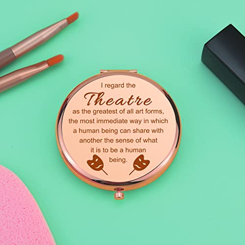 Espejo de maquillaje compacto redondo color rosa oro miniatura 5