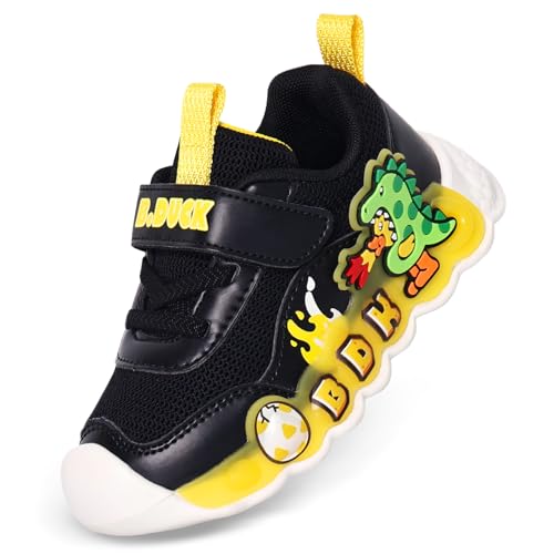 Toddler Shoes for Girl and Boy [Cute Cartoon Dinosaur] Kids Shoes Toddler Sneakers Girls Shoes Toddler Running Shoes Toddler Sneakers for Toddler/Little Kid Black - Main Image