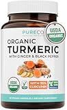 Organic Turmeric Ginger Black Pepper Supplement - High Potency Organic Turmeric Curcumin Capsules with Ginger & Black Pepper for Enhanced Benefits and Absorption - Vegan & Non-GMO (1 Month Supply)