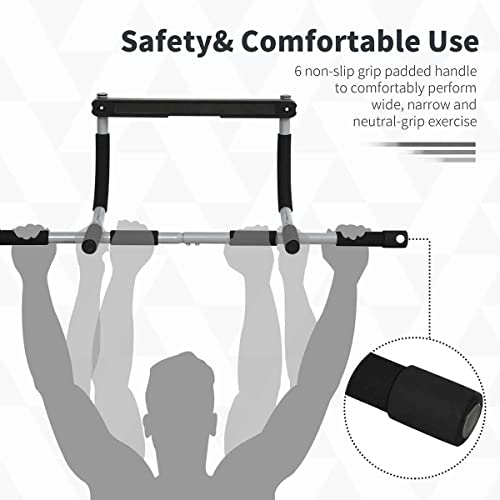 Image of HOMCOM Pull-Up Bar, Steel Construction, Doorway Mount, Black