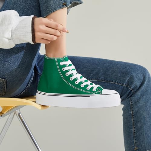 Image of FRACORA Womens High Top Canvas Shoes White Black Platform Sneakers Lace Up Shoes for Women