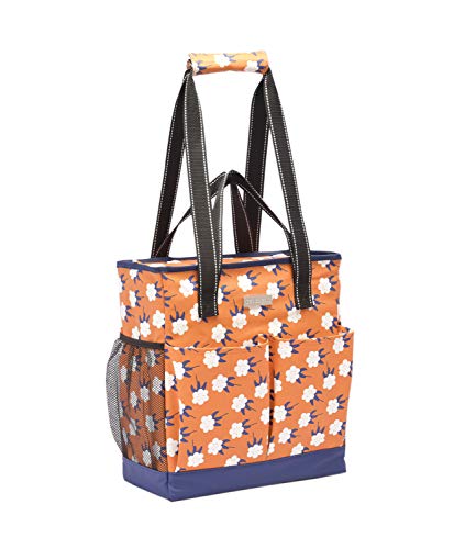 DEMOMENT Utility Canvas Tote Zip Top Shoulder Bag Water Resistance Multiple Pocket work school carrying Handbag Smaller size (TBS SKY)