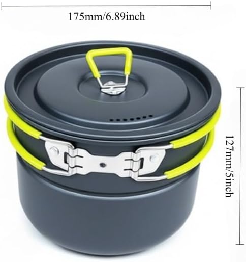 Camping Cookware Set Steaming, Portable Backpacking Gear with Hard Anodized Aluminum Pot, Pan, Kettle, Bowls & Utensils, Lightweight Outdoor Cooking Kit, Ideal for Hiking, Picnic & Camping