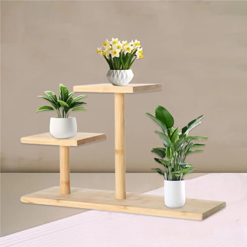 Support plante petit en bois naturel au design géométrique moderne - 3