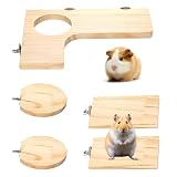 ZYQUES 4 Stück Hamster Zubehör Set, Kleintier Plattform Hamster Etage Vogelplattform Rechteckig Sprungbrett Hamster Spielzeug für Vögel Chinchilla Hasen Meerschweinchen, Holzfarbe