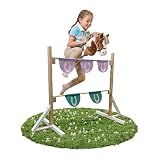 Relaxdays Hobby Horsing Hindernis, Sprunghürde höhenverstellbar, Spielparcours, HBT: 80x150x40 cm, Kinder, Holz, bunt