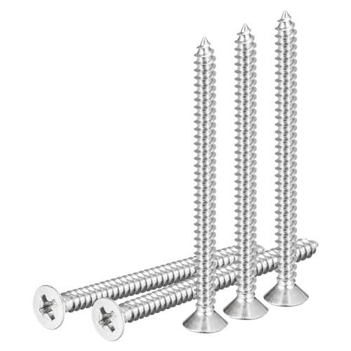 Image of DTGN 100Pcs #6x2 Flat Head Wood Screws, 304 Stainless Steel Phillips Self Tapping Screws - Good for Woodworking, Furniture - Silver
