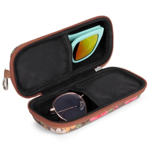 Image of Double Eyeglasses Case Hard Shell Dual Sunglasses Organizer with Zipper Closure Travel Eyewear Storage for Vehicle