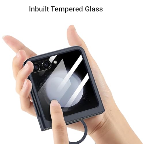 Image of Kapa Ultra Thin PC + D Ring Back Case for Samsung Galaxy Flip7 / Z Flip 7 |with [Inbuilt Glass] Shockproof Slim Hard Protective Cover (Black)