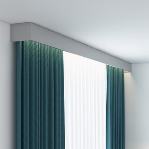 Three-in-One Ceiling Mount Track System, 74.8in Double Track Moving Boxes, Light Blocking Integrated Rail for Above Curtain Rods, Ideal for Home Decor.