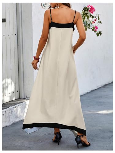 Image of GORGLITTER Women's Sleeveless V Neck Oversized Maxi Long Dress Boho Bump Friendly Color Block Casual Beach Sun Dresses