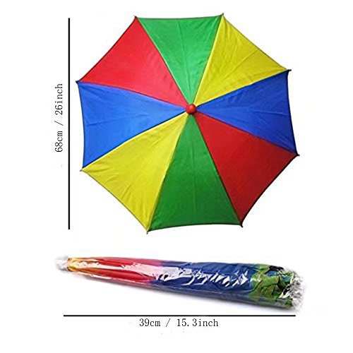 Chapéu de guarda-chuva de pesca de 66 cm de diâmetro, cores do arco-íris