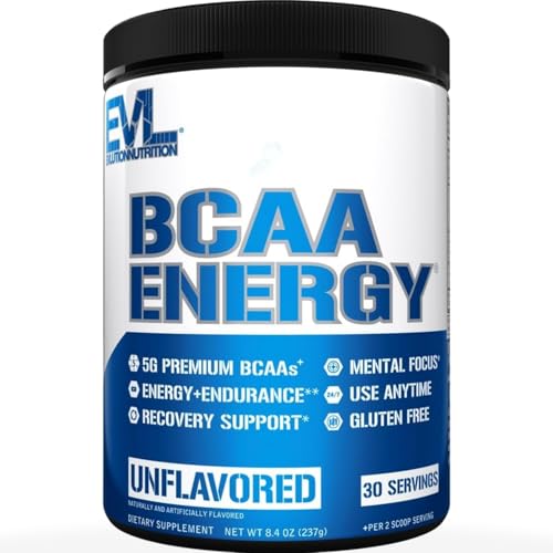 Image of EVL BCAAs Amino Acids Powder - Rehydrating BCAA Powder Post Workout Recovery Drink with Natural Caffeine - BCAA Energy Pre Workout Powder for Muscle Recovery Lean Growth and Endurance - Unflavored