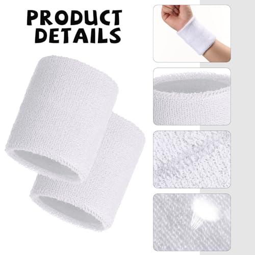 Image of WILLBOND 8 Pack Wrist Sweatbands Sports Wristbands Tennis Sweatbands Neon 80s Thick Cotton Gymnastics Sweat Band Athletic Football Soccer Sports Wristband for Men Women Party